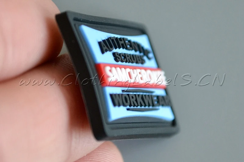 custom 3D PVC label with embossed logo, custom clothing labels, PVC tag