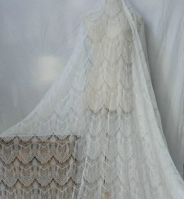 

150CM Wide Beautiful Soft Texture Eeyelash Lace Fabric Wedding veil Stitching Home Curtain Decoration Accessories