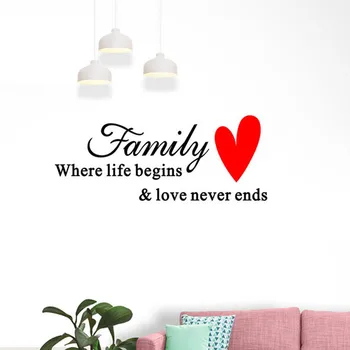 

Love Family Where Life Begins Love Never Ends Removable Wall Stickers Parlor Vinyl Art Bedroom Home Decor Mural Decal