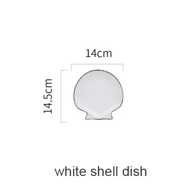 Керамическая тарелка в океанском стиле, тарелка для КИТА, рыбы, раковины, морская звезда, труба, раковина, миска, сине-белая фарфоровая посуда - Цвет: shell plate
