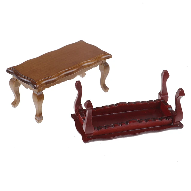 1/12 Dollhouse Miniature Mini Wooden Coffee Table Simulation End Table Furniture Toys for Doll House Decoration Accessories 5