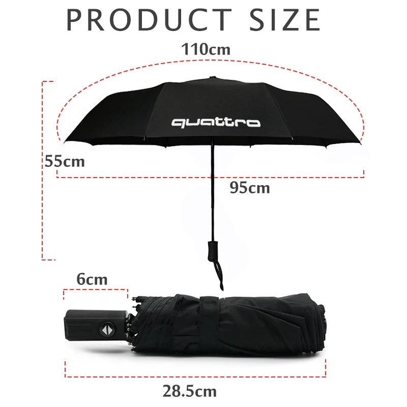 Full Automatic Folding Car Umbrella Rain Men Parasol Black Windproof Car Logo Umbrella for audi