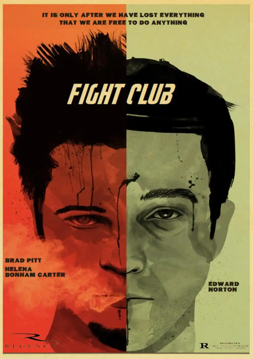 Home Decor 14 In Fight Club Movie Art Kraft Paper Wall Decor Poster 51 35 Cm Home Garden