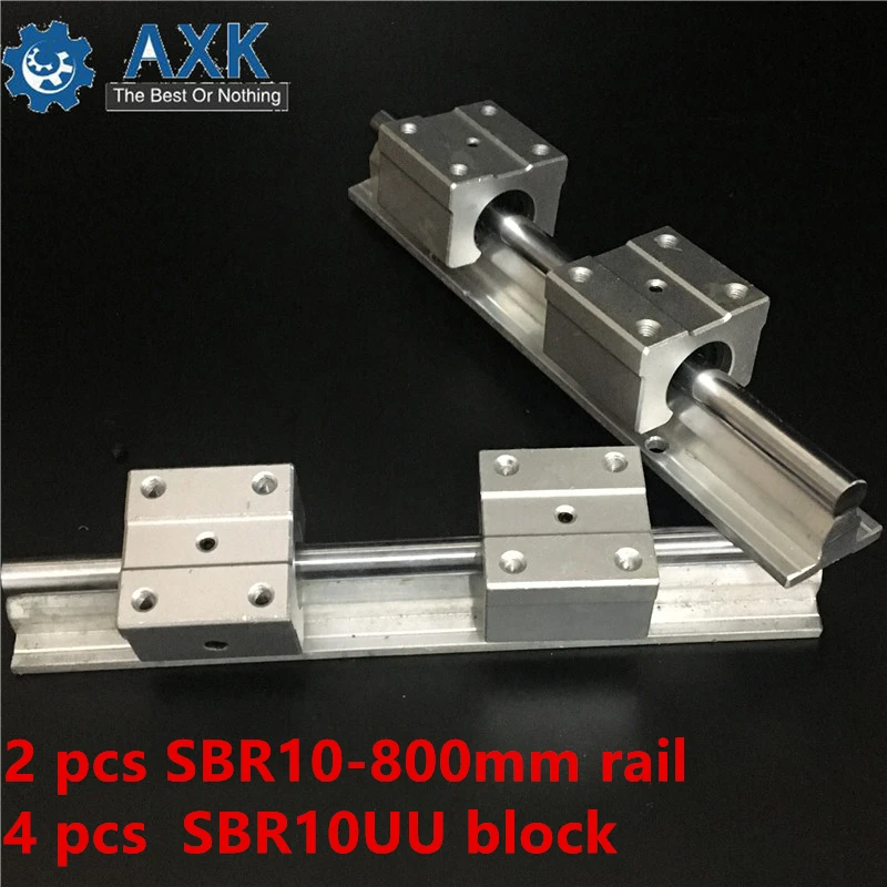 

2pcs SBR10 L 800mm linear rail support with 4pcs SBR10UU linear guide auminum bearing sliding block cnc parts