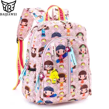 

BAIJIAWEI Kindergarten Backpack Cartoon Mini Kids School Bag Printing Nylon Backpack Harajuku Doll Children Small Bags