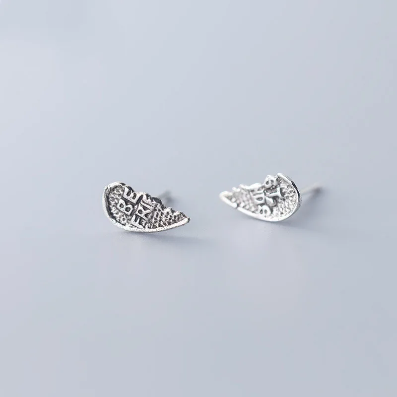 

Vintage Broken Best Friend Letter 925 Sterling Silver Studs Earrings