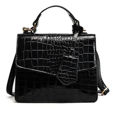 BARHEE Аллигатор клапаном Для женщин небольшой сумки через плечо для женщин в европейском стиле Модные крокодиловые лакированные из искусственной кожи однотонные Сумки ремень сумки мини