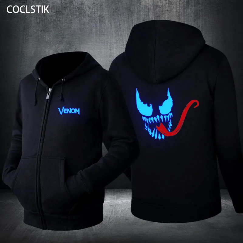 

Spring/Autumn Mens Fluorescent Movie Black Spider Venom Hoodies Jackets Male Black Spider Sweatshirts Hoody Jacket Coat XS-4XL