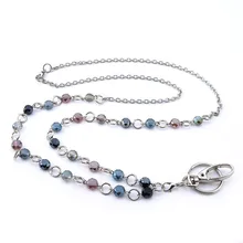 Модные хрустальные ремешки ожерелье s шнур для ID женские элегантные ожерелье-шнурок с кулоном бисером держатель удостоверения личности ювелирные изделия