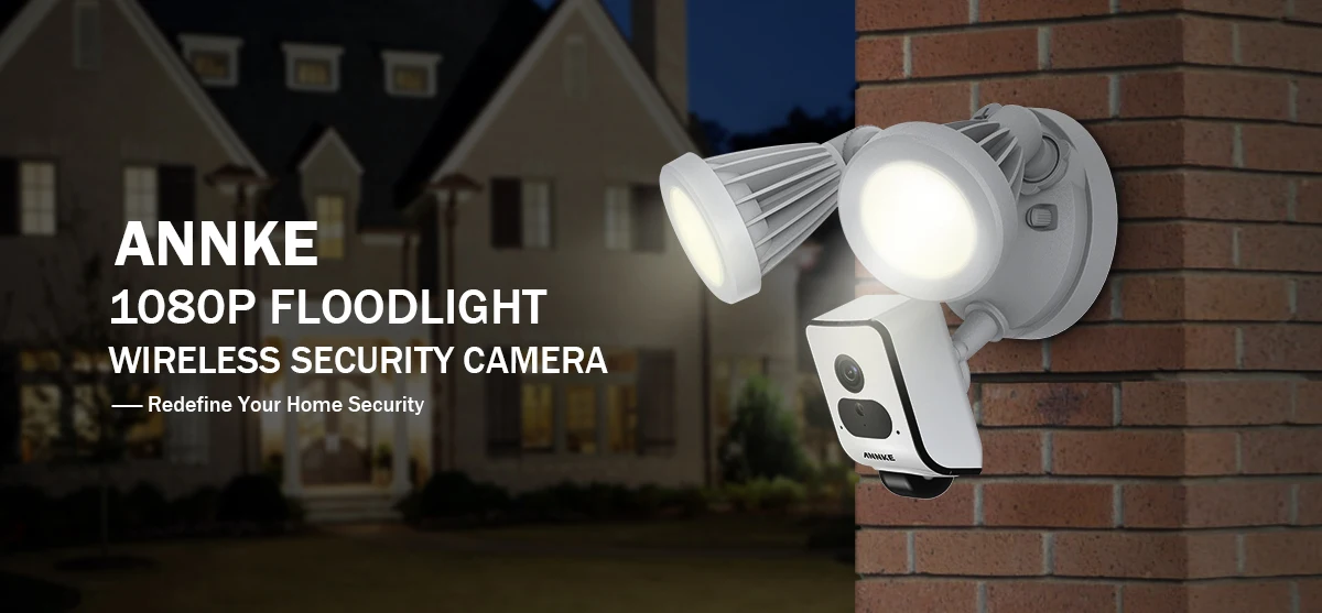 ANNKE 1080P Floodlight Camera Home Security IP Camera PIR TWO-Way Audio Motion-Activated HD Security WiFi Camera with Siren Alrm