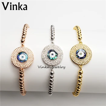 

10Pcs/Lot Wholesale new Rhinestone Cubic Zirconia and Abalone evil eye Bracelet Fashion Adjustable Evil Eye Bracelet