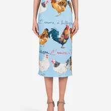 Женская юбка по индивидуальному заказу размера плюс 3XS-10XL небесно-голубая с животным принтом длиной до колена