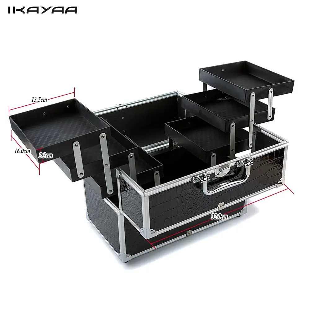 

Large Cosmetic Organizer Box Make Up Case for Make Up Tools Jewelry Storage Box Lockable Black Containing Storage Box