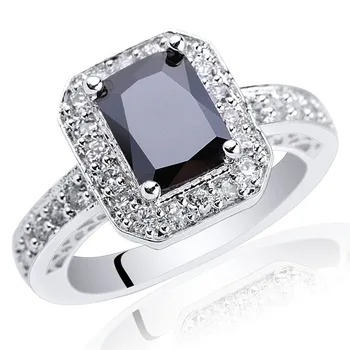 

Fashion Jewelry Lots 5 Pieces Genuine 925 Rings For Women Sterling Silver Jewelry Black Onyx Princess MX2