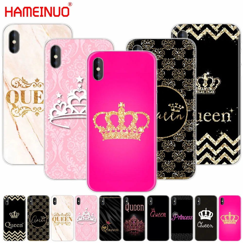 

HAMEINUO Queen and king crown Coque cell phone Cover case for iphone X 8 7 6 4 4s 5 5s SE 5c 6s plus