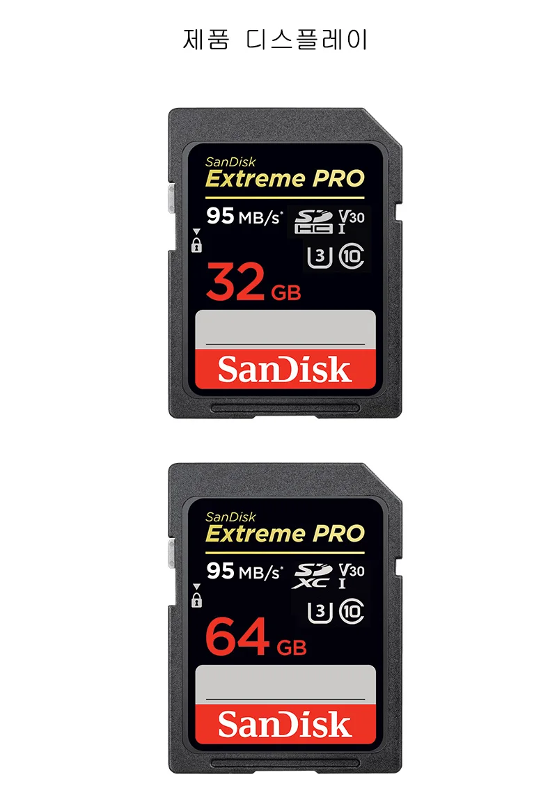 Оригинальная высокоскоростная sd-карта SanDisk Extreme Pro, 95 м/с, 128 ГБ, класс 10, U3, UHS-I, карта памяти, 64 ГБ, 32 ГБ для камеры
