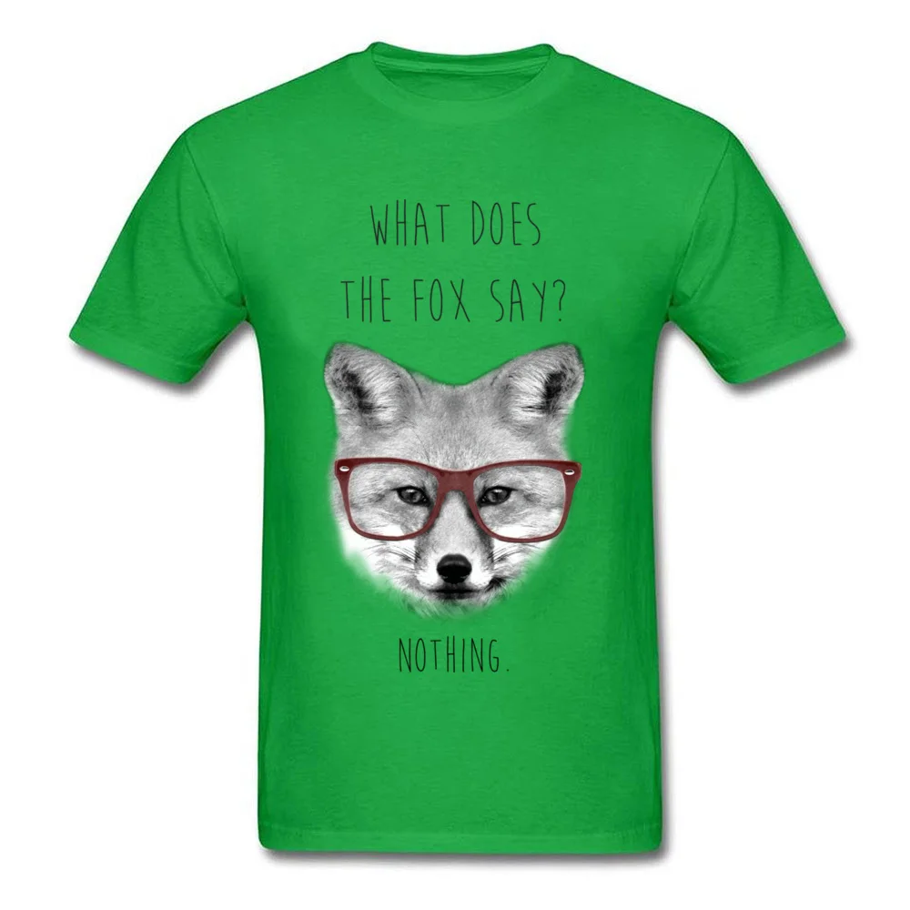 Faddish What does the fox say Short Sleeve T-Shirt Summer/Autumn O Neck 100% Cotton Tops Shirts for Students Tee Shirt Casual What does the fox say green