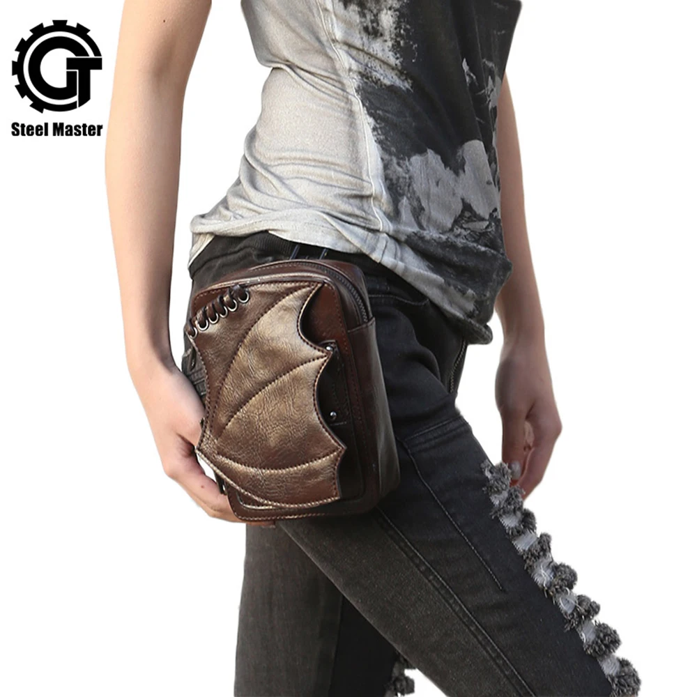 Панк поясная сумка Для женщин Готический Винтаж Mini Crossbody Курьерские сумки