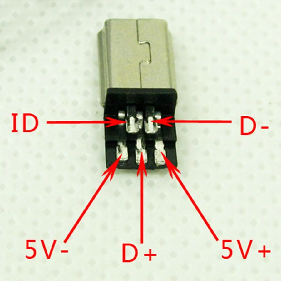 10 шт. DIY OTG мини Тип B USB 5Pin сварки штекер разъем 4 в 1 разъем адаптер Черный