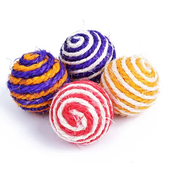 

1 Pc Random Color Pet Cat Kitten Sisal Rope Ball Teaser Rattle Scratch Chewing Catch Playing Toys