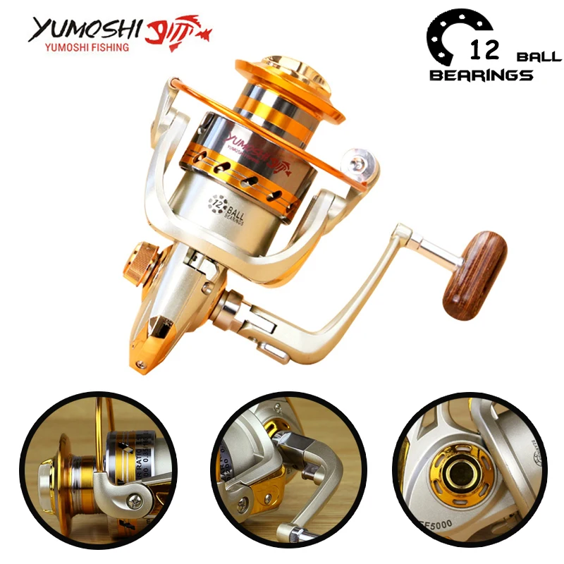 

Yumoshi 500 - 9000 12BB Fishing Reel fly fishing reel Carp Feeder Spinning Fishing Reels Carretilhas de pesca Moulinet molinete
