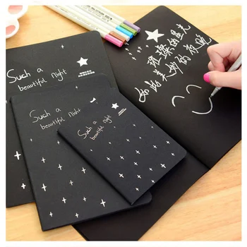 

Kawaii Cute Notebook Diary Black Paper Notepad Sketch Graffiti Notebook For Drawing Painting Office School Stationery Gifts