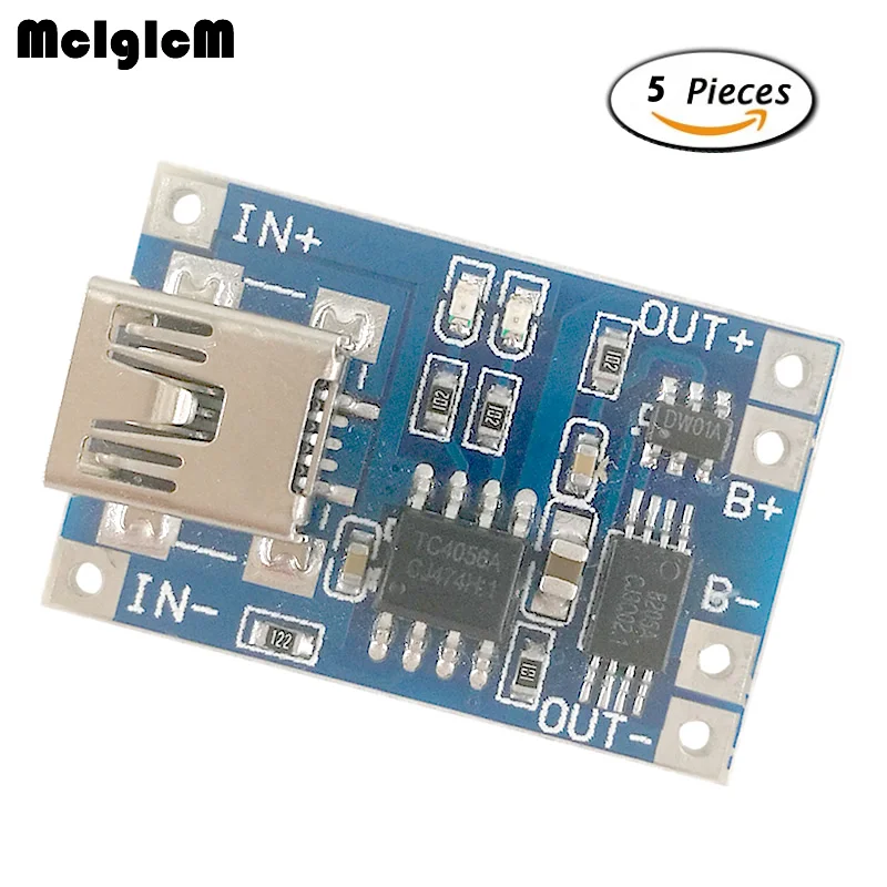 

5 pcs DIY Kit Parts MINI USB 1A Lithium Battery Charging Board Charger Module With Protection TP4056 18650 Plate 1A Li-ion
