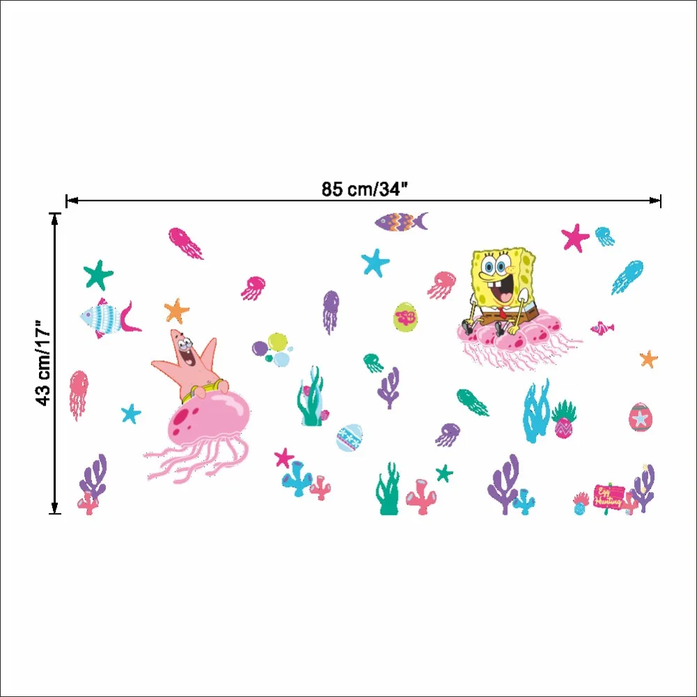 Девочка DIY подарок Губка Боб квадраты коралловые детские наклейки на стену Виниловая наклейка для детской комнаты Декор подарок 026
