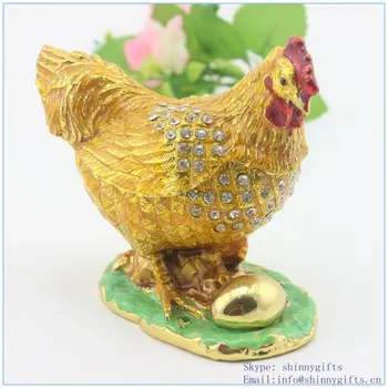 

Gold Plated Hen Egg Shape Trinket Box Home Decoration Jewelry Box