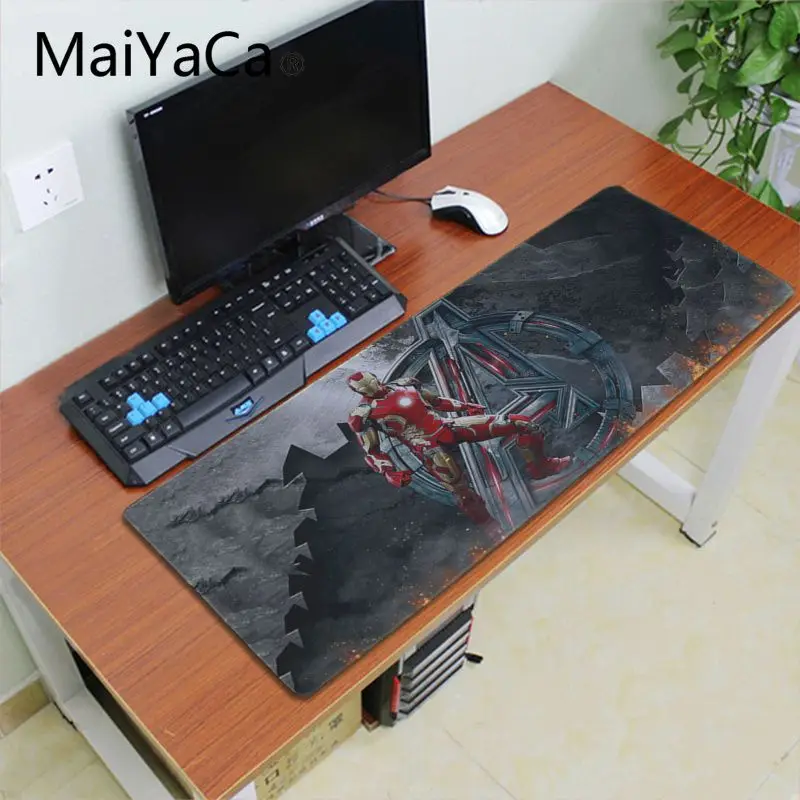 Maiyaca железные человеческие Мстители hero анти-скольжение прочный резиновая клавиатура Аниме Коврик для мыши 700x300 мм геймер большой Офисный Компьютерный стол коврик - Цвет: Lock Edge 30x60cm