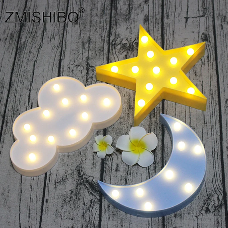 ZMISHIBO светодио дный новинка ночник небо тема прикроватная лампа Луна Звезда облако украшение лампа для ребенка Детская спальня батарея AA