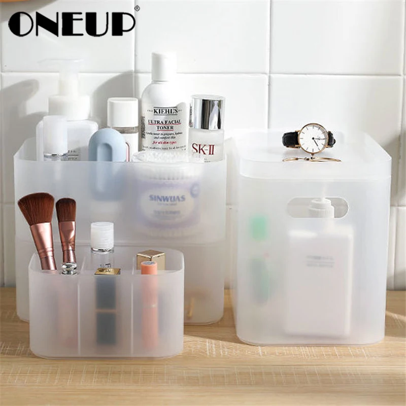 

ONEUP Plastic Cosmetic Makeup Organizer Makeup Storage Box Home Office Jewelry Cosmetics Desktop Sundry Storage Case Box