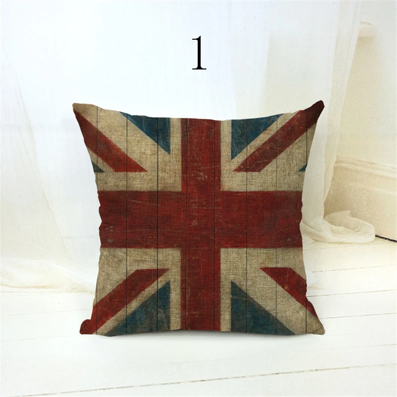 British UK USA Antique Cushion Covers Rice word Flag Pillow Case Sofa Farmhouse Home Decorative Throw Couch Pillows Accessories