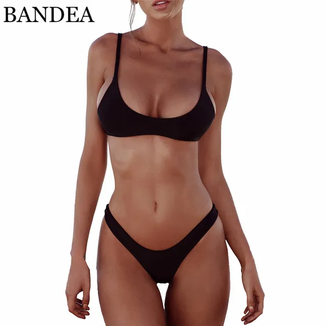 Bandea 2018 Bikini Set Sexy Push Up Swimwear Women Solid Swimsuit Beachwear Thong Bathing Suit