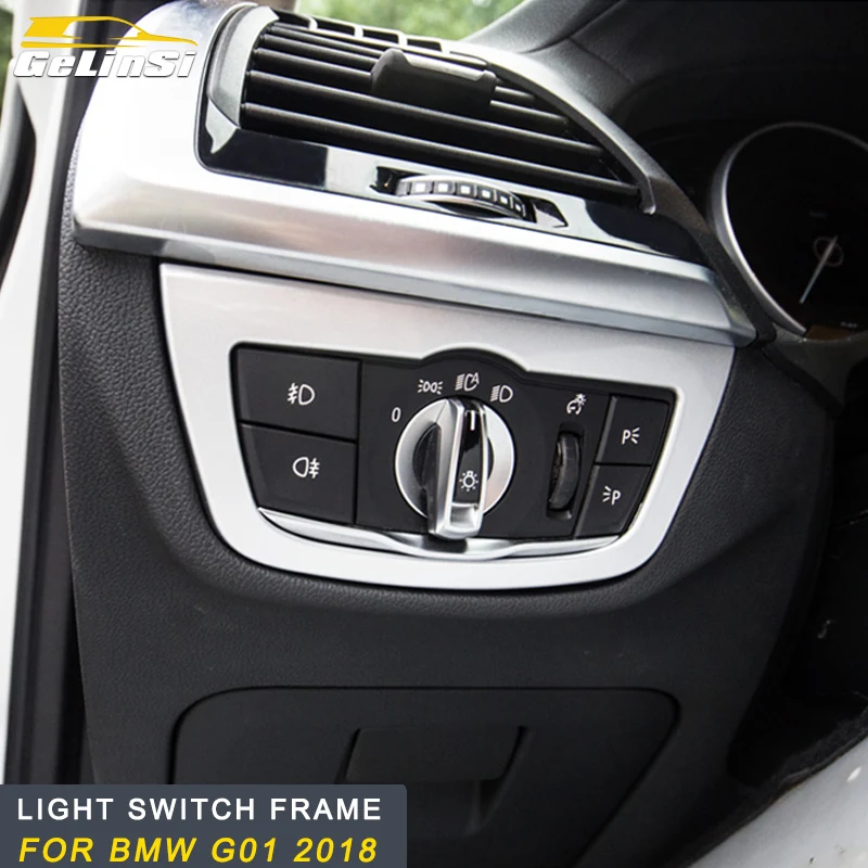 

GELINSI For 2018 BMW X3 G01 Light Switch Panel Trim Frame Covers Car Interior Stickers Accessories