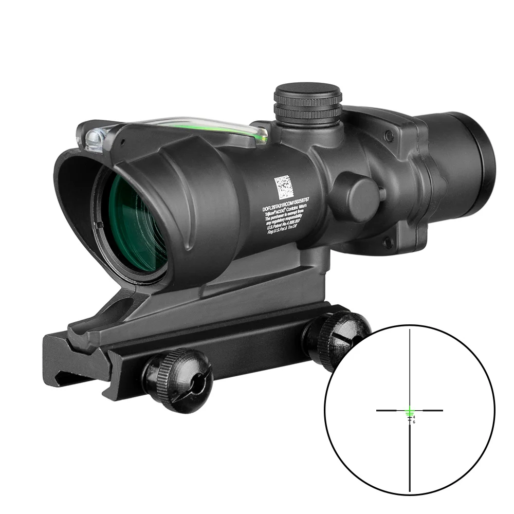 Trijicon ACOG 4X32 Scope Fiber Optics Red Dot Adjustable Illuminated Chevron Glass Etched Reticle Tactical Hunting Sight - Цвет: BGCross