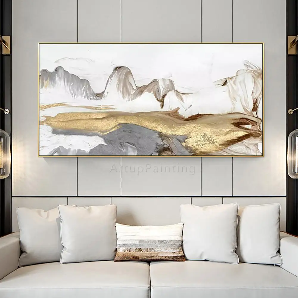 Abstract art gold mountains painting on canvas acrylic landscape Wall Art painting Pictures for living room wall decor quadros
