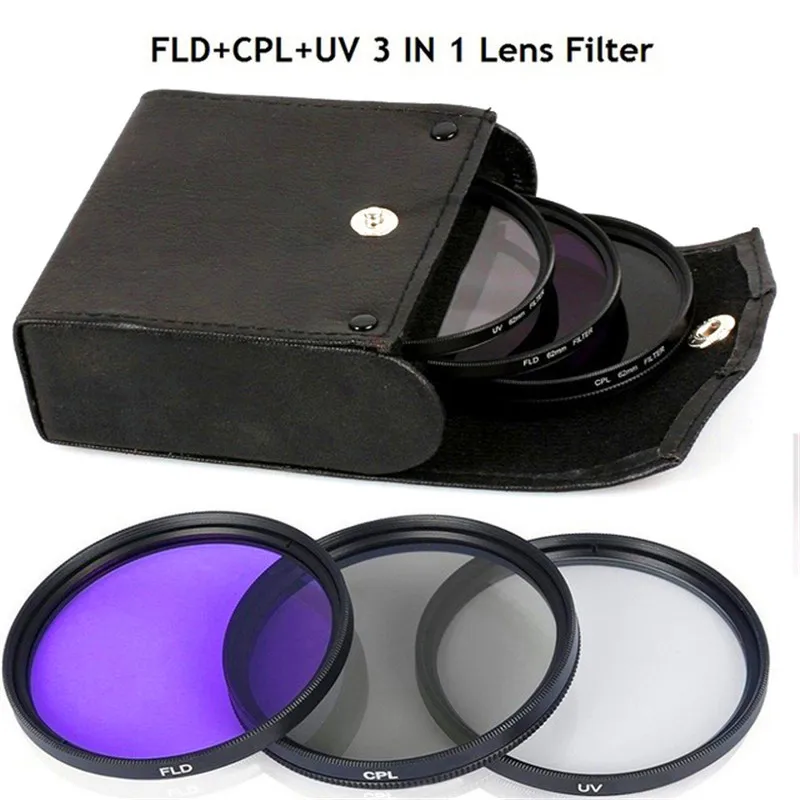 58 мм УФ-объектив+ CPL объектив+ FLD объектив 3 в 1 Набор фильтров для объектива с сумкой для Cannon Nikon Pentax объектив камеры canon Аксессуары