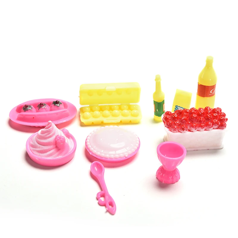 Barbie Diy Accessories HOT DIY Birthday Cake Dinner Sets For Barbie Doll Children Kids Baby