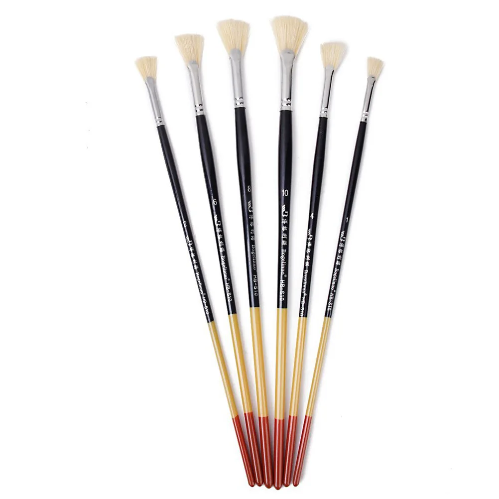 6pcs Rtist Paint Brush Set Nylon Hair Watercolor Acrylic Oil Painting