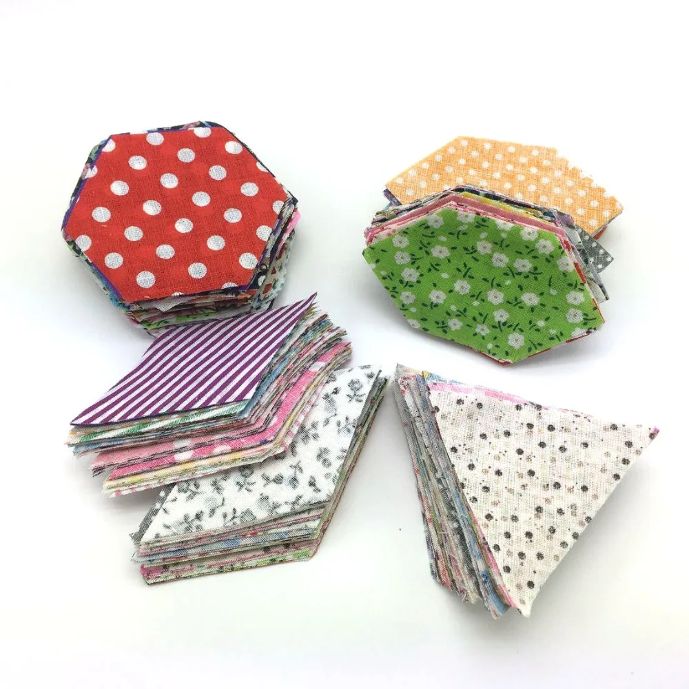 

Hexagon, rhombus,triangle DIY Handmade quilt Patchwork Cotton Fabric Print Floral Series Sewing Fabric Bundle 4set/400pcs/lot