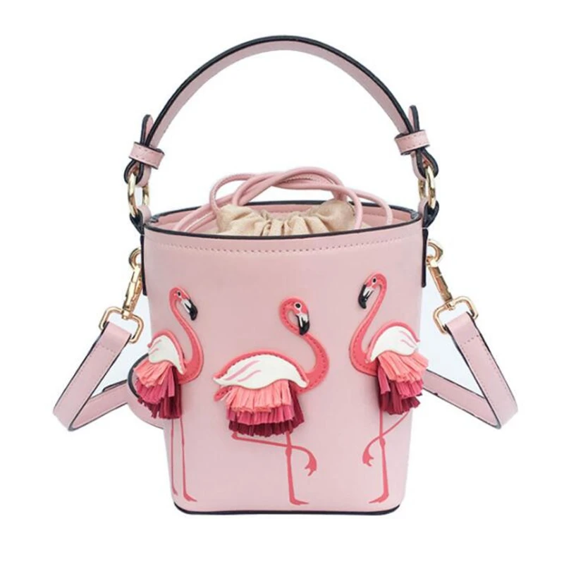 

Brand Fashion Show Bag Women Bags PU Leaather Female Flamingo Bucket bag Women Shoulder Bags Designer Handbags F343