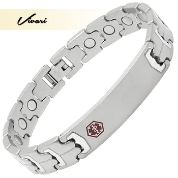 

Vivari Engraving Medical Alert ID Men's Health Magnetic Bracelets Promote Blood Circulation Release Stress Women Bracelets