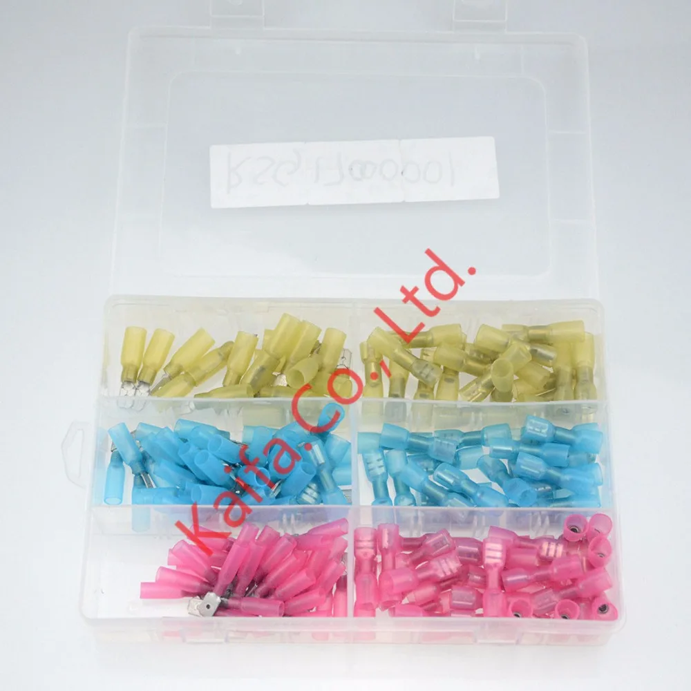 

160Pcs/lot Waterproof Heat Shrinkable Wire Crimp Terminals Red Blue Yellow Insulated Butt Connectors 22-10AWG