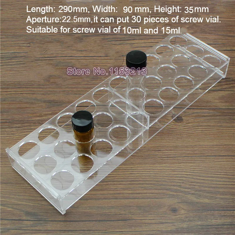10ml Plexiglass Chromatography vial stand for place 30 vials analytical