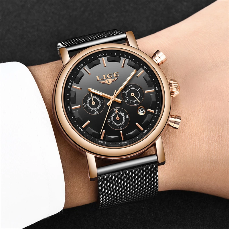 

LIGE 2019 New Watches Mens Military Sports Watch Chronograph Men's Waterproof All Steel Quartz Mens Wristwatch Relogio Masculino