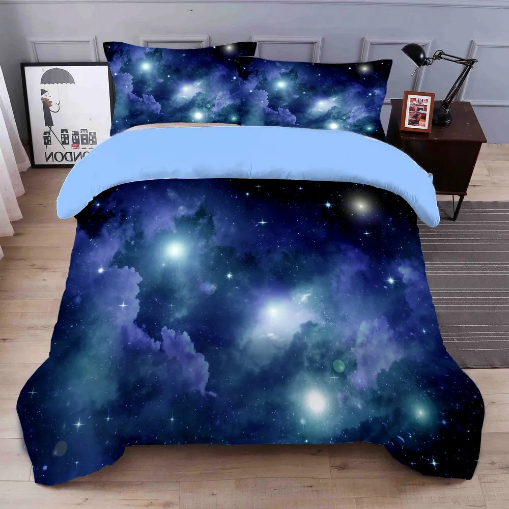 Ultra Soft Galaxy Outer Space Duvet Cover Bedding Set Single Twin