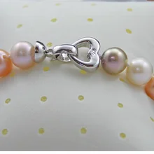 Свадебный женский ювелирный браслет 10-11 мм Яркий красочный идеально круглый настоящий натуральный пресноводный жемчуг браслет Зажим-сердце