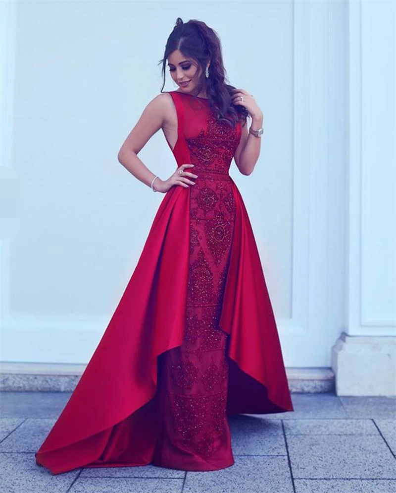 Arabia vestido rojo para fiesta promoción Formal vestidos de fiesta elegante rojo saudí vestidos de noche con cuentas y Robe Soiree|evening dress|red evening dressevening dress beaded - AliExpress