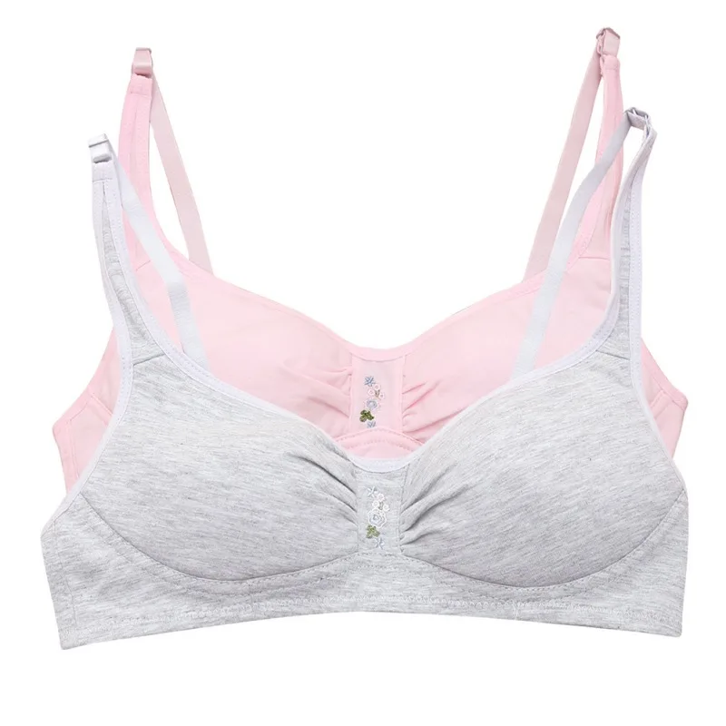 

Young Girls Cotton Embroidered Breathable Training Bra Yoga Sports Running Bra Soft Padded Cotton Girls Clothes 2018